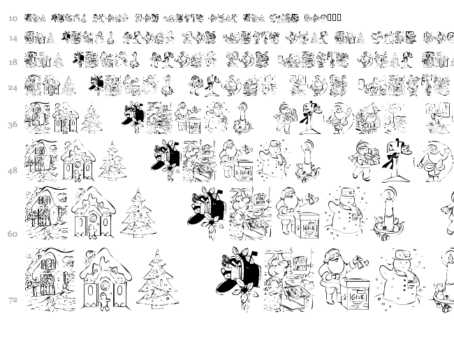 KR Christmas Color Me font waterfall